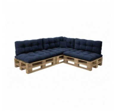 8er Set Palettenkissen | Gesteppt | Cordstoff | Farbe Dunkelblau