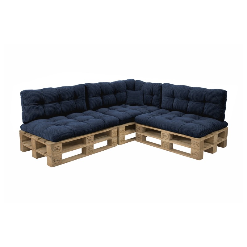8er Set Palettenkissen | Gesteppt | Cordstoff | Farbe Dunkelblau