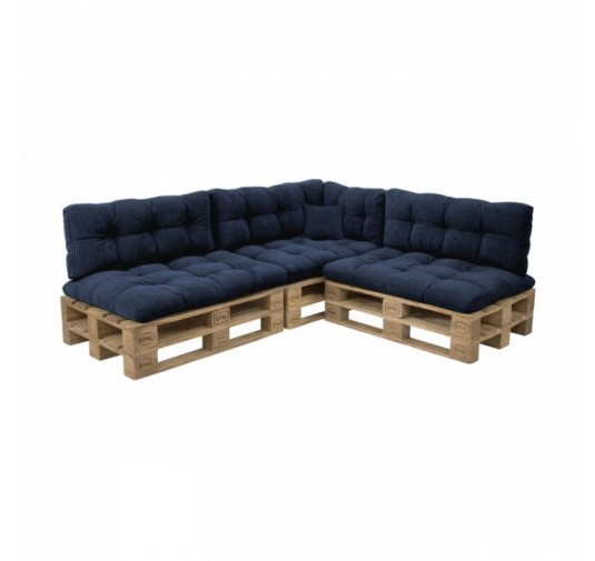 8er Set Palettenkissen | Gesteppt | Cordstoff | Farbe Dunkelblau