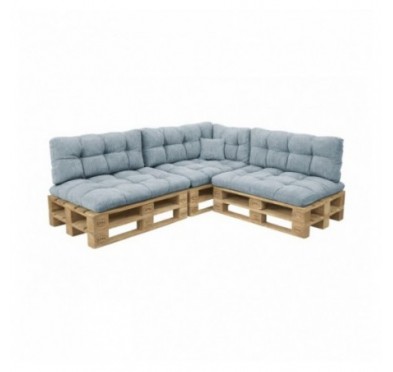 8er Set Palettenkissen | Gesteppt | Cordstoff | Farbe Blau