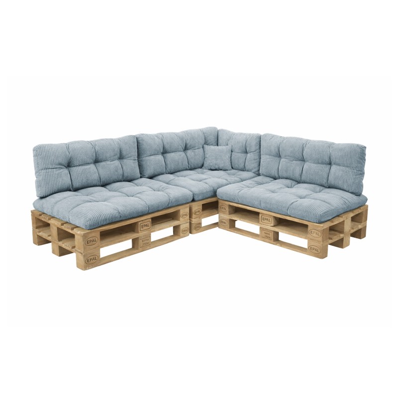 8er Set Palettenkissen | Gesteppt | Cordstoff | Farbe Blau