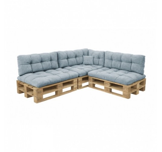 8er Set Palettenkissen | Gesteppt | Cordstoff | Farbe Blau