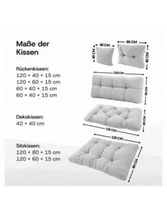 8er Set Palettenkissen | Gesteppt | Cordstoff | Farbe Blau