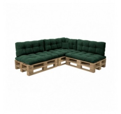 8er Set Palettenkissen | Gesteppt | Cordstoff | Farbe Dunkelgrün