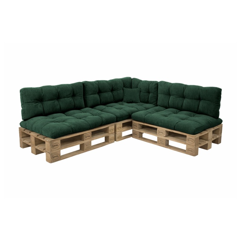 8er Set Palettenkissen | Gesteppt | Cordstoff | Farbe Dunkelgrün