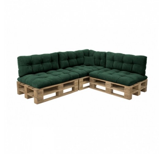8er Set Palettenkissen | Gesteppt | Cordstoff | Farbe Dunkelgrün