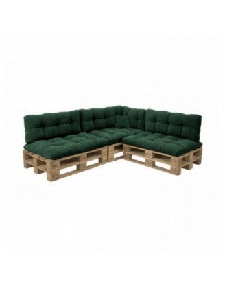 8er Set Palettenkissen | Gesteppt | Cordstoff | Farbe Dunkelgrün