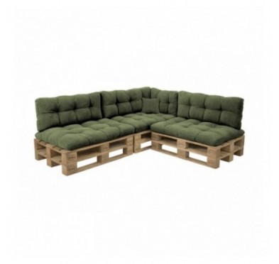 8er Set Palettenkissen | Gesteppt | Cordstoff | Farbe Grün