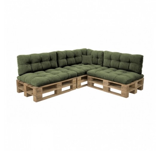 8er Set Palettenkissen | Gesteppt | Cordstoff | Farbe Grün