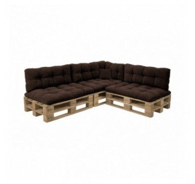 8er Set Palettenkissen | Gesteppt | Cordstoff | Farbe Dunkelbraun