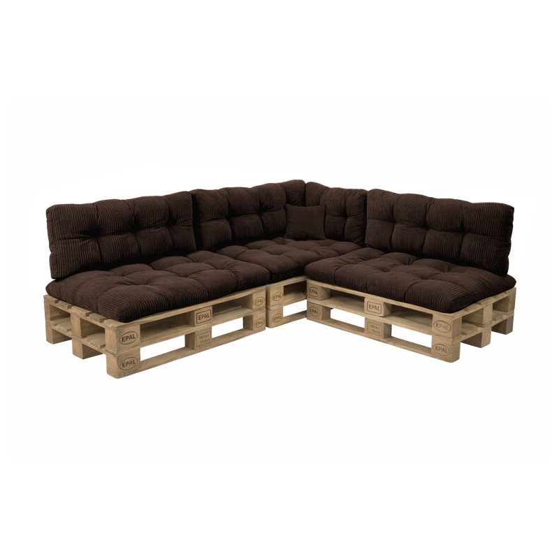 8er Set Palettenkissen | Gesteppt | Cordstoff | Farbe Dunkelbraun