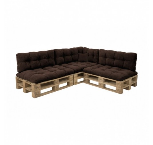8er Set Palettenkissen | Gesteppt | Cordstoff | Farbe Dunkelbraun