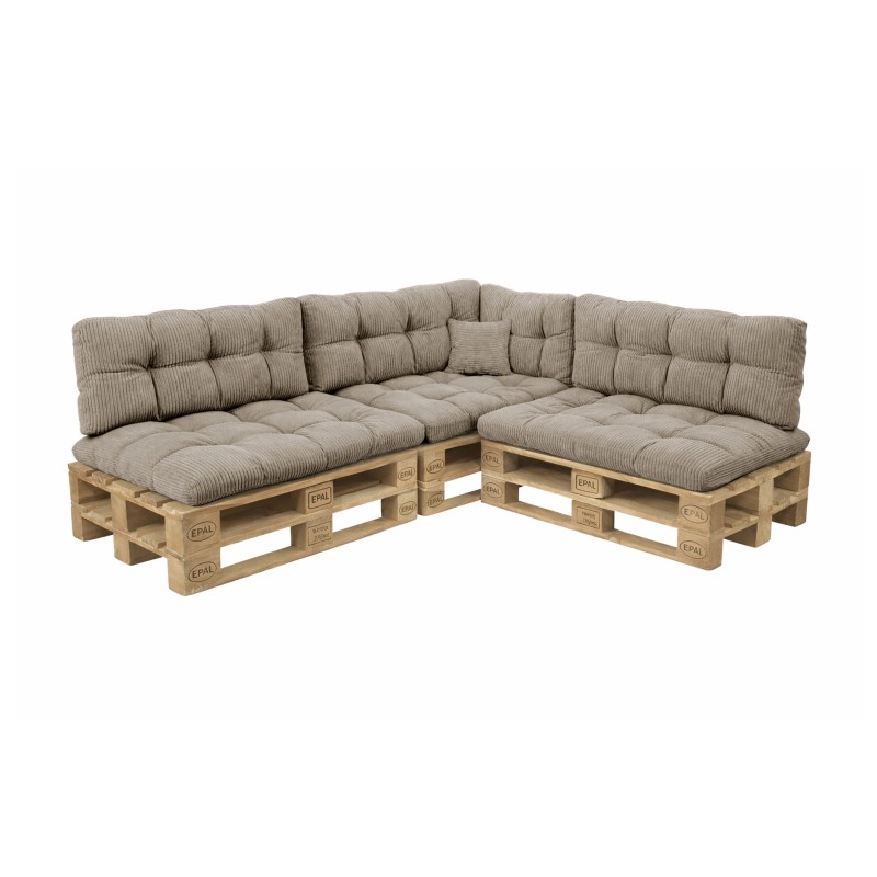 8er Set Palettenkissen | Gesteppt | Cordstoff | Farbe Braun