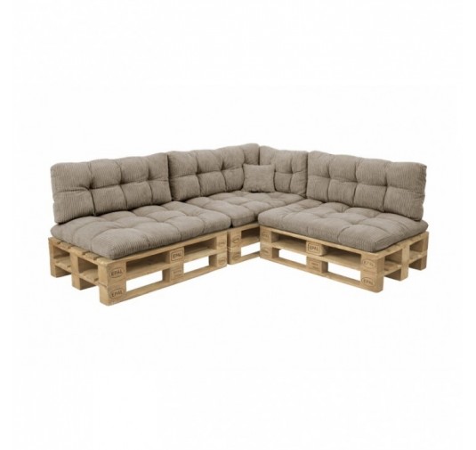 8er Set Palettenkissen | Gesteppt | Cordstoff | Farbe Braun