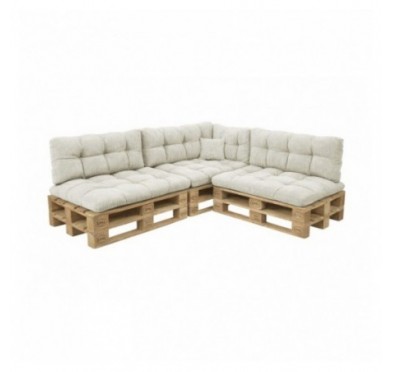 8er Set Palettenkissen | Gesteppt | Cordstoff | Farbe Dunkelbeige