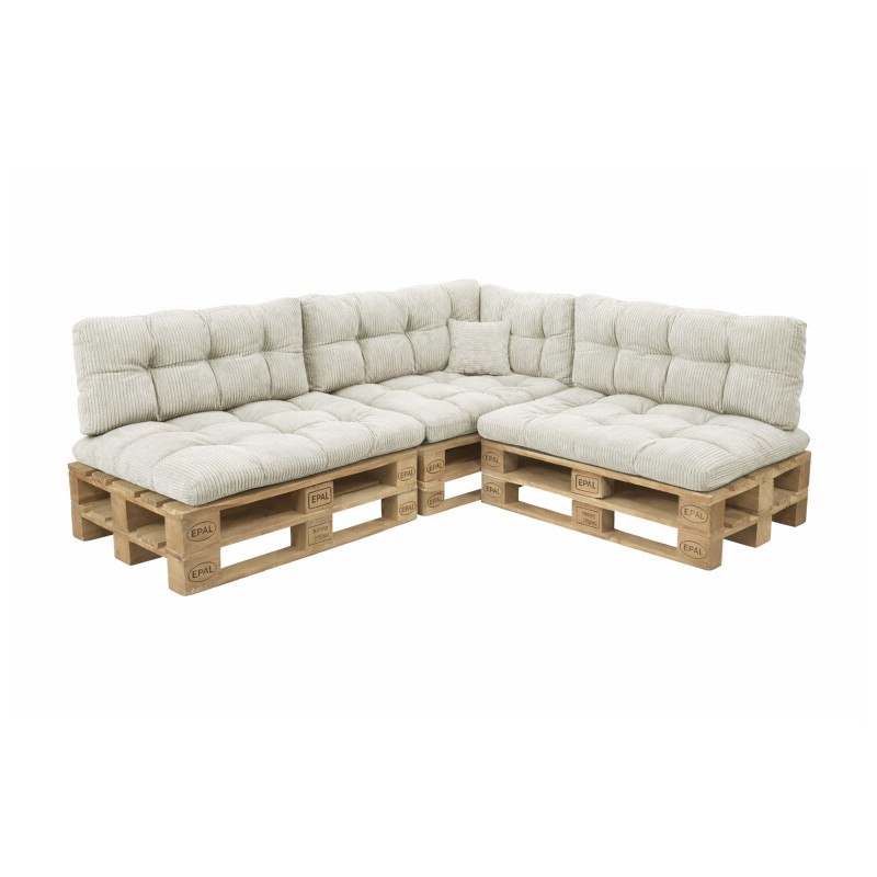 8er Set Palettenkissen | Gesteppt | Cordstoff | Farbe Dunkelbeige