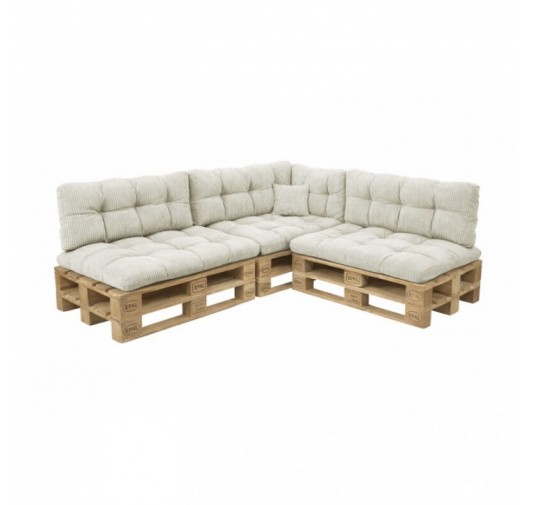 8er Set Palettenkissen | Gesteppt | Cordstoff | Farbe Dunkelbeige