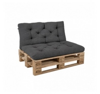2er Set Palettenkissen | Gesteppt | Cordstoff | Farbe Dunkelgrau