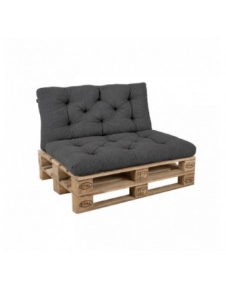 2er Set Palettenkissen | Gesteppt | Cordstoff | Farbe Dunkelgrau