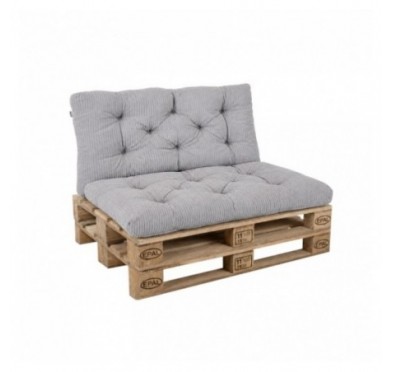 2er Set Palettenkissen | Gesteppt | Cordstoff | Farbe Grau