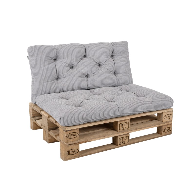 2er Set Palettenkissen | Gesteppt | Cordstoff | Farbe Grau