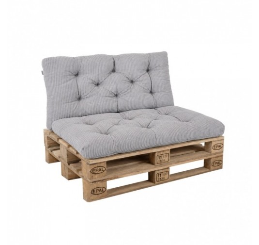 2er Set Palettenkissen | Gesteppt | Cordstoff | Farbe Grau