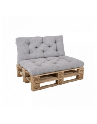 2er Set Palettenkissen | Gesteppt | Cordstoff | Farbe Grau