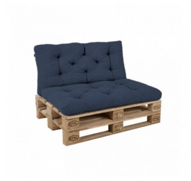 2er Set Palettenkissen | Gesteppt | Cordstoff | Farbe Dunkelblau
