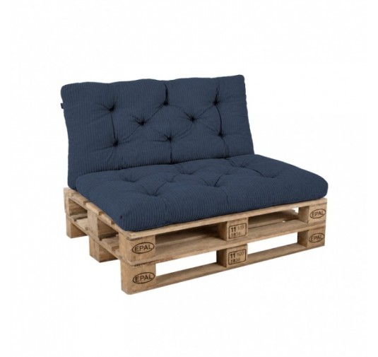 2er Set Palettenkissen | Gesteppt | Cordstoff | Farbe Dunkelblau