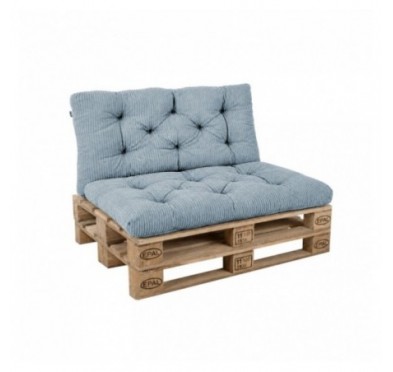 2er Set Palettenkissen | Gesteppt | Cordstoff | Farbe Blau