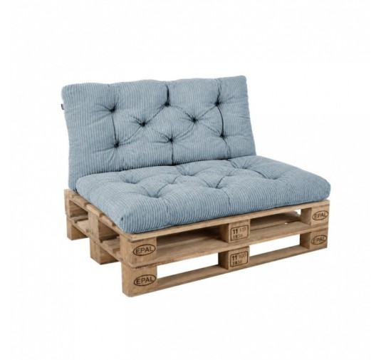 2er Set Palettenkissen | Gesteppt | Cordstoff | Farbe Blau