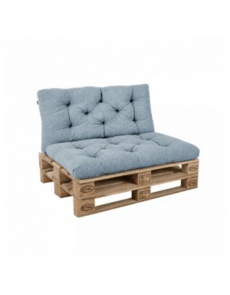 2er Set Palettenkissen | Gesteppt | Cordstoff | Farbe Blau