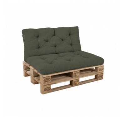 2er Set Palettenkissen | Gesteppt | Cordstoff | Farbe Grün