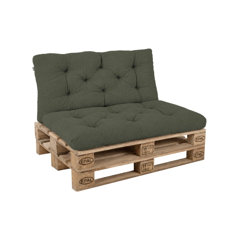 2er Set Palettenkissen | Gesteppt | Cordstoff | Farbe Grün