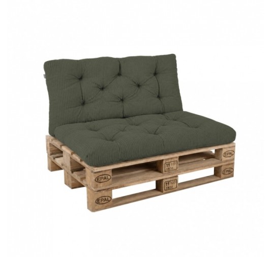2er Set Palettenkissen | Gesteppt | Cordstoff | Farbe Grün