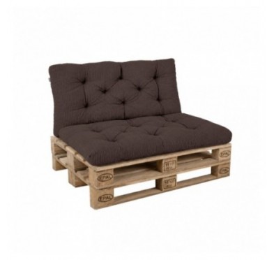 2er Set Palettenkissen | Gesteppt | Cordstoff | Farbe Dunkelbraun