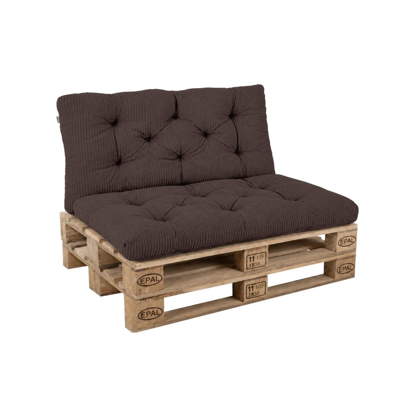 2er Set Palettenkissen | Gesteppt | Cordstoff | Farbe Dunkelbraun