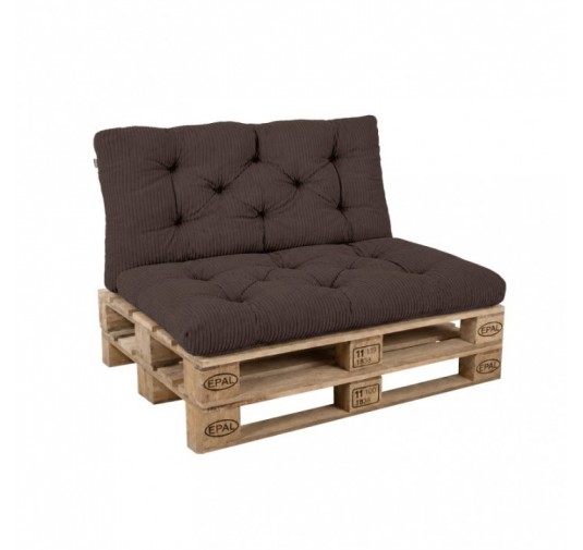 2er Set Palettenkissen | Gesteppt | Cordstoff | Farbe Dunkelbraun