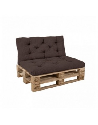 2er Set Palettenkissen | Gesteppt | Cordstoff | Farbe Dunkelbraun