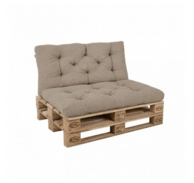 2er Set Palettenkissen | Gesteppt | Cordstoff | Farbe Braun