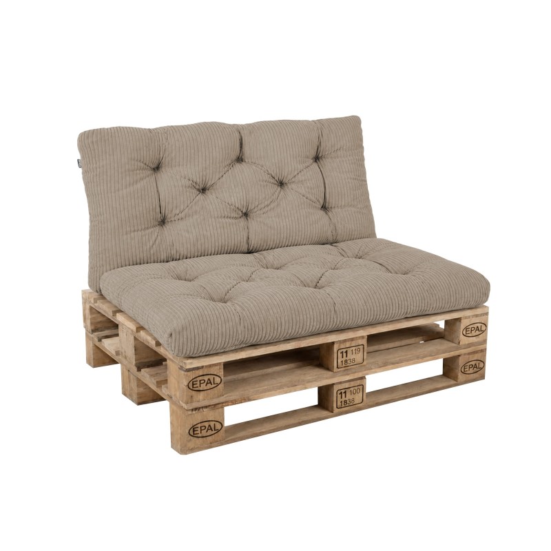 2er Set Palettenkissen | Gesteppt | Cordstoff | Farbe Braun