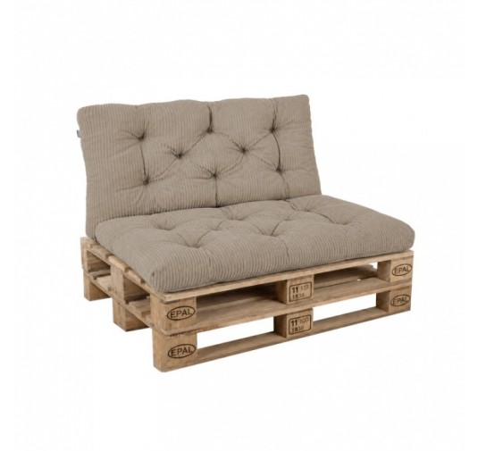 2er Set Palettenkissen | Gesteppt | Cordstoff | Farbe Braun