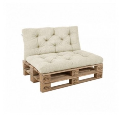 2er Set Palettenkissen | Gesteppt | Cordstoff | Farbe Dunkelbeige