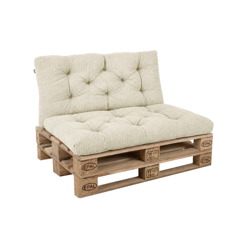2er Set Palettenkissen | Gesteppt | Cordstoff | Farbe Dunkelbeige
