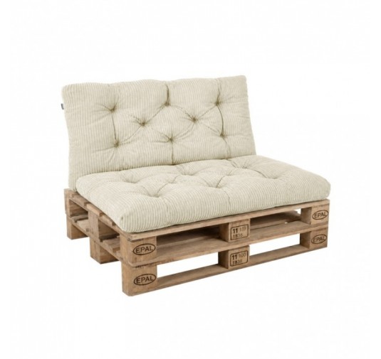 2er Set Palettenkissen | Gesteppt | Cordstoff | Farbe Dunkelbeige