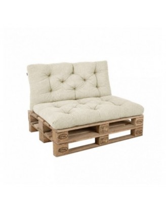 2er Set Palettenkissen | Gesteppt | Cordstoff | Farbe Dunkelbeige