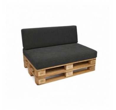 2er Set Palettenkissen | Cordstoff | Farbe Dunkelgrau