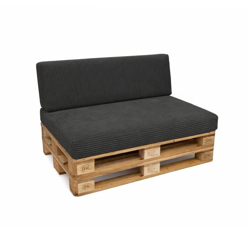 2er Set Palettenkissen | Cordstoff | Farbe Dunkelgrau