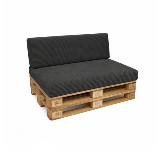 2er Set Palettenkissen | Cordstoff | Farbe Dunkelgrau