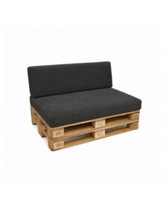 2er Set Palettenkissen | Cordstoff | Farbe Dunkelgrau